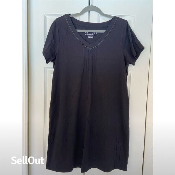 Cacique Dresses & Skirts - Cacique Black Short Sleeve V-Neck Nightgown Dress Plus Size 14/16